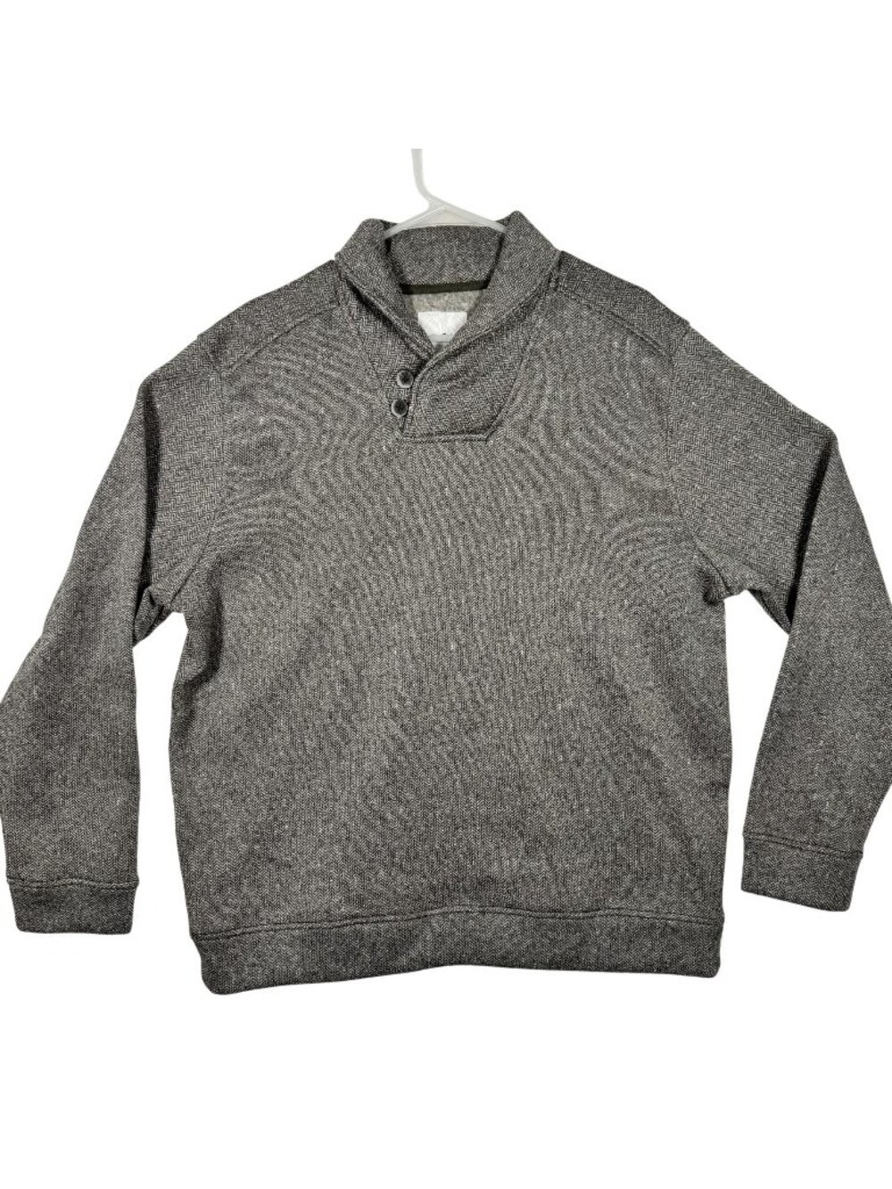 Tommy Bahama Mens Gray Herringbone Stone New Haven Shawl Sweater Pullover Size L